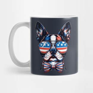 Boston Terrier Dog Sunglasses American Flag 4th of July Mug